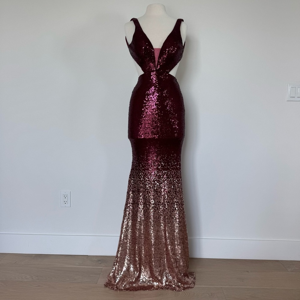 Turquoise Metallic Fit & Flare Formal Long Dress